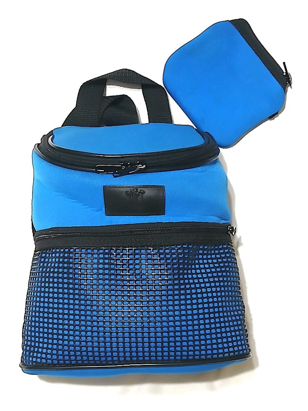 Flamingo Insulated Lunch Backpack Blue Neoprene Cooler Bag w/ Matching Zip Pouch